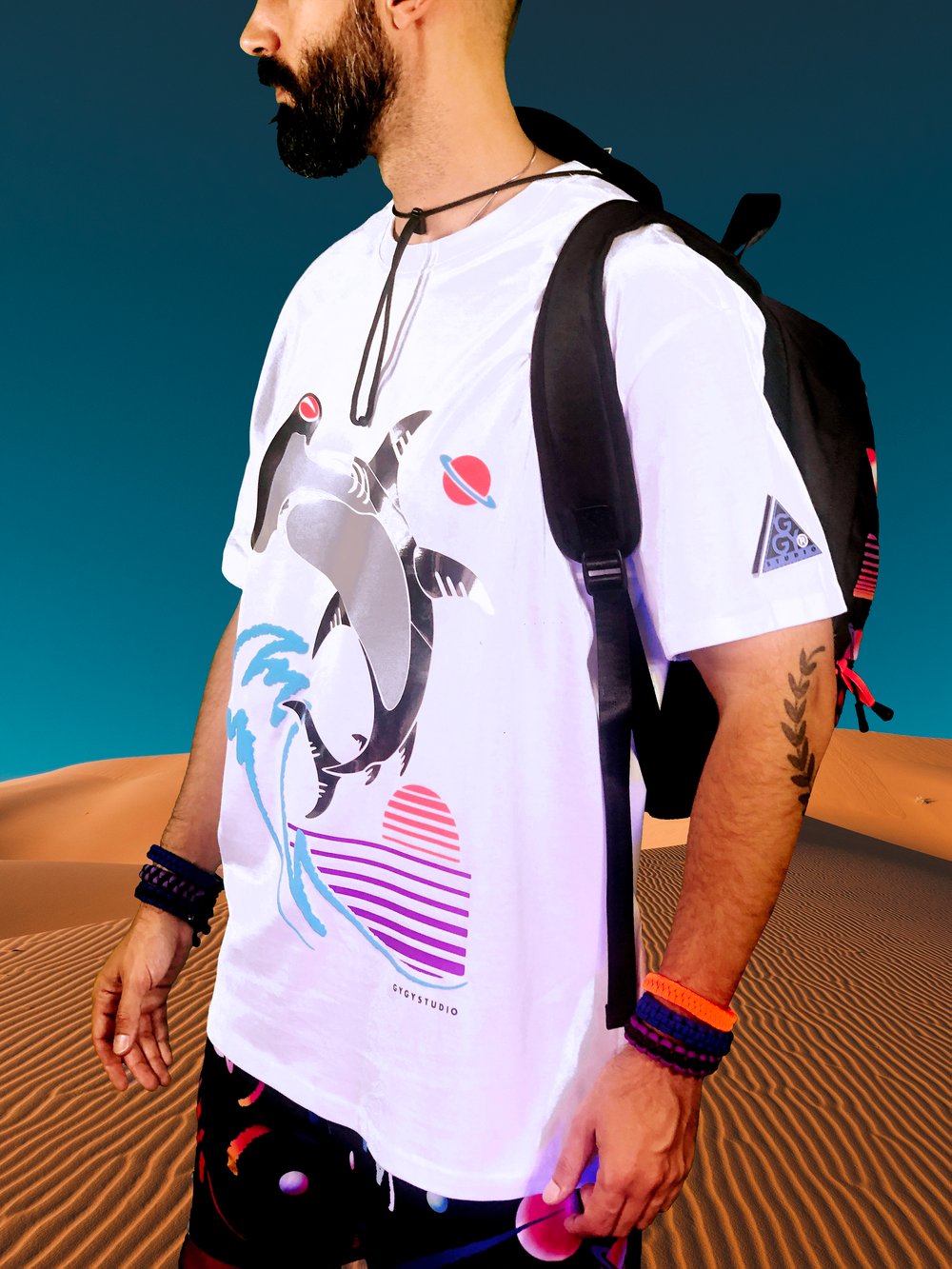 HAMMER HEAD METAL SHARK PREMIUM WHITE TSHIRT