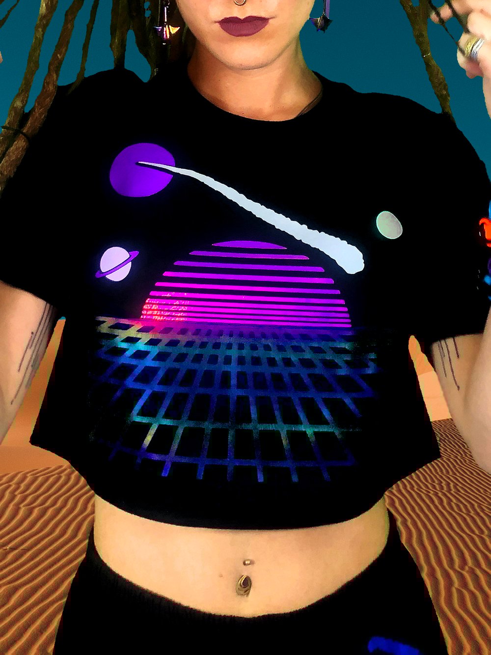 SYNTHWAVE SUNSHINE CROP TOP