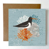 Image 1 of OYSTER CATCHER SEASIDE GREETING CARD