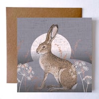 Image 1 of MOONLIGHT HARE GREETING CARD