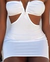 Black or White Summer Cutout V Neck w Spaghetti Strap Mini Dress