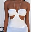 Black or White Summer Cutout V Neck w Spaghetti Strap Mini Dress