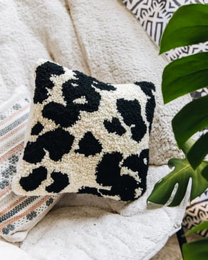 Image of Cow Print Punch Needle Throw Pillow