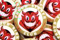 Image of Proud Sinner Club Old Timey Devil Face Pinback Button/Badge! Retro Horror Art!