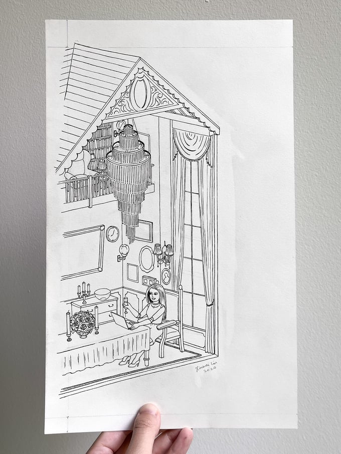 Image of Dollhouse original ink drawing