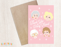 Image of Golden Girls TV Show Pink Illustrated Card 4 by 6 Inch