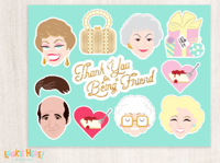 Image of  Golden Girls Illustrated Sticker Set - 1980s TV Show - Pop Culture Inactive