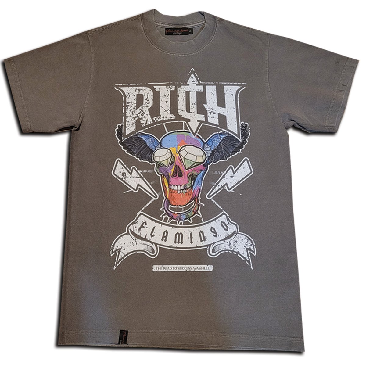 Rich Flamingo Punk Skull tee(Cement)