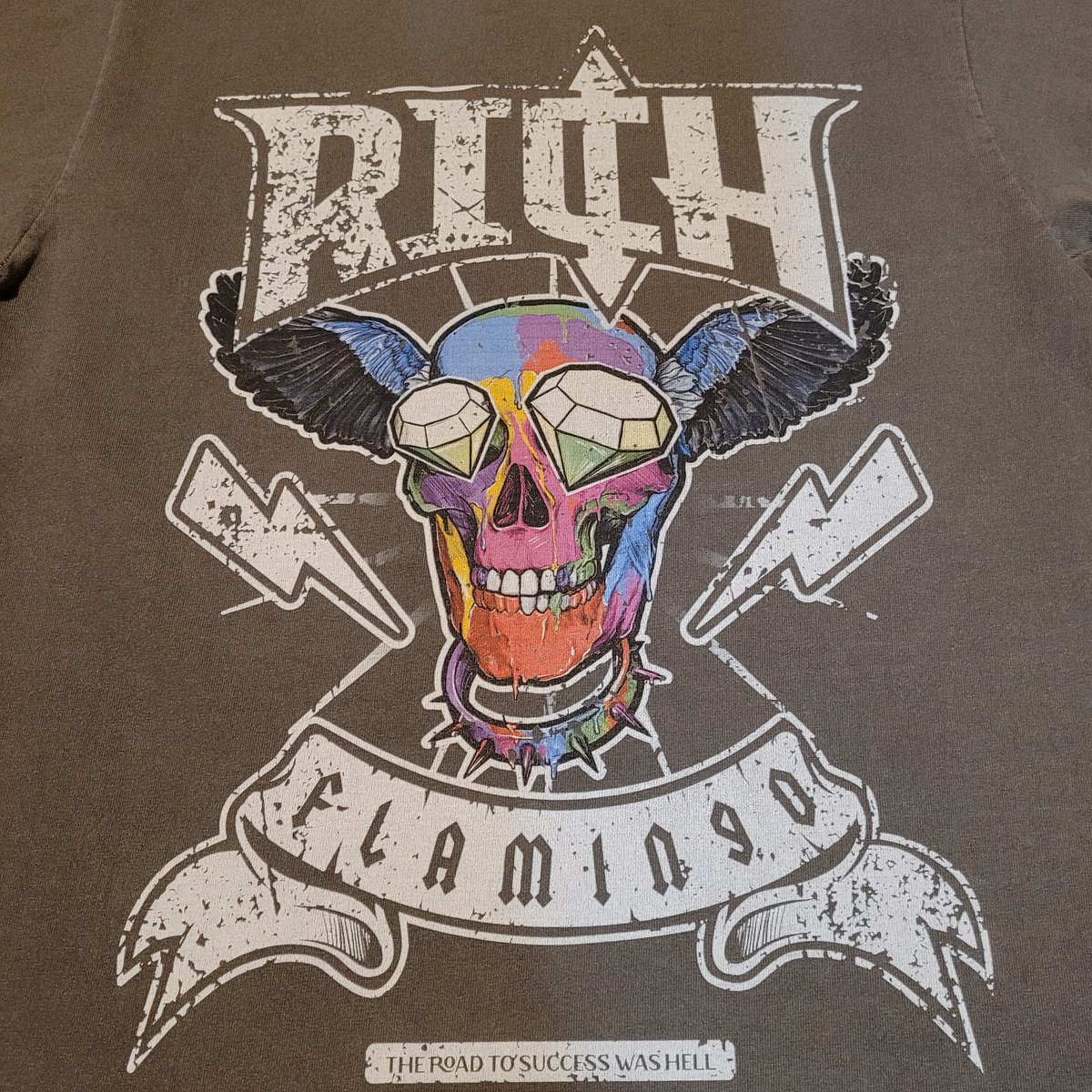 Rich Flamingo Punk Skull tee(Cement)