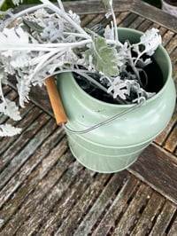 Image 2 of Green Metal Churn with handle