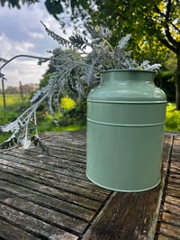 Image 1 of Green Metal Churn with handle