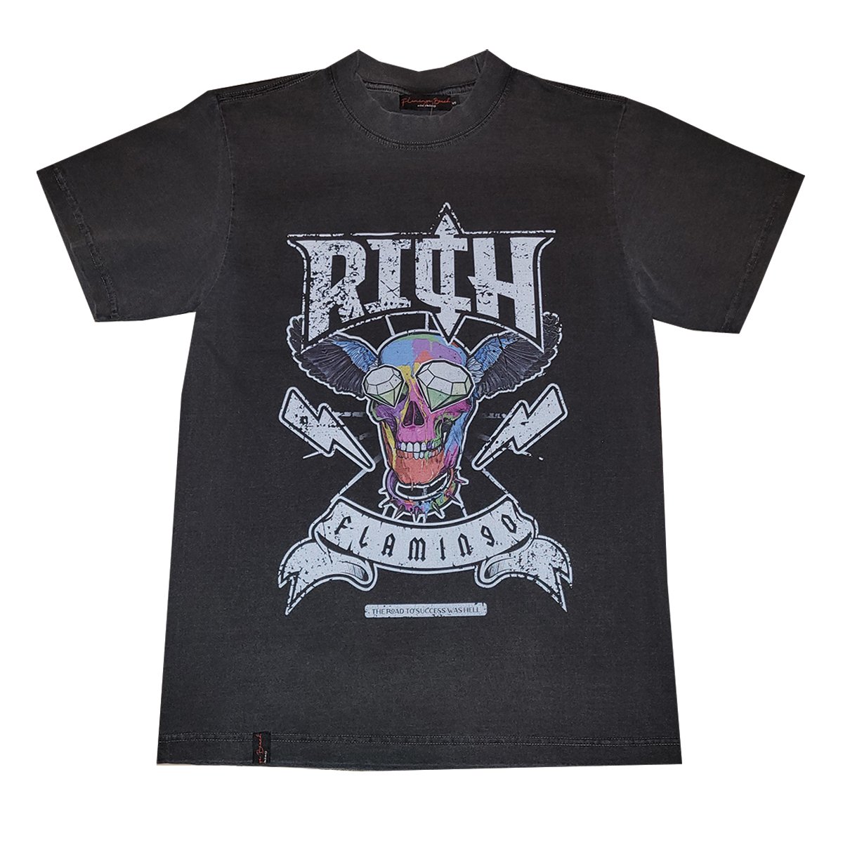 Rich Flamingo Punk Skull tee(charcoal)