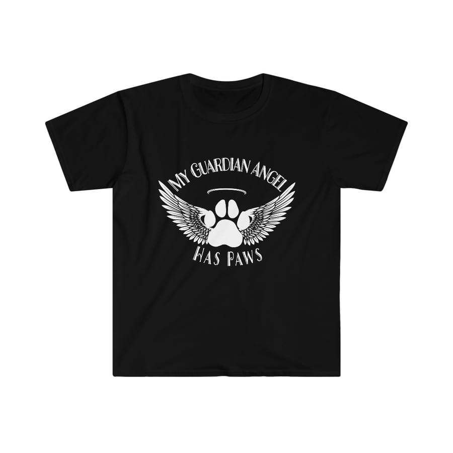 Image of My Guardian Angel Had Paws Crew Neck T-Shirt For Dog Lovers