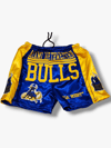 LADIES BLUE Fully embroidered Satin Thai Shorts (FITTED)