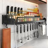 Kitchen Shelf Wall-mounted Spice Storage Racks Punch-free Kitchen Knife Holder Wall Season Bottle Ch