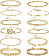 12Pcs Gold Chain Bracelets