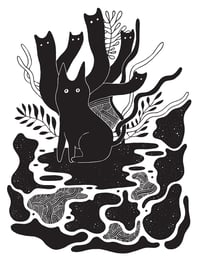 Image 2 of Inky Ghost Cats - 8" x 11" Art Print by Allie