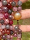 Gem Rainbow Spinel Mala with Tibetan Andesine Guru Bead, Rainbow Spinel 108 Bead Japa Mala