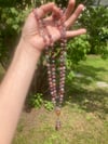 Gem Rainbow Spinel Mala with Tibetan Andesine Guru Bead, Rainbow Spinel 108 Bead Japa Mala