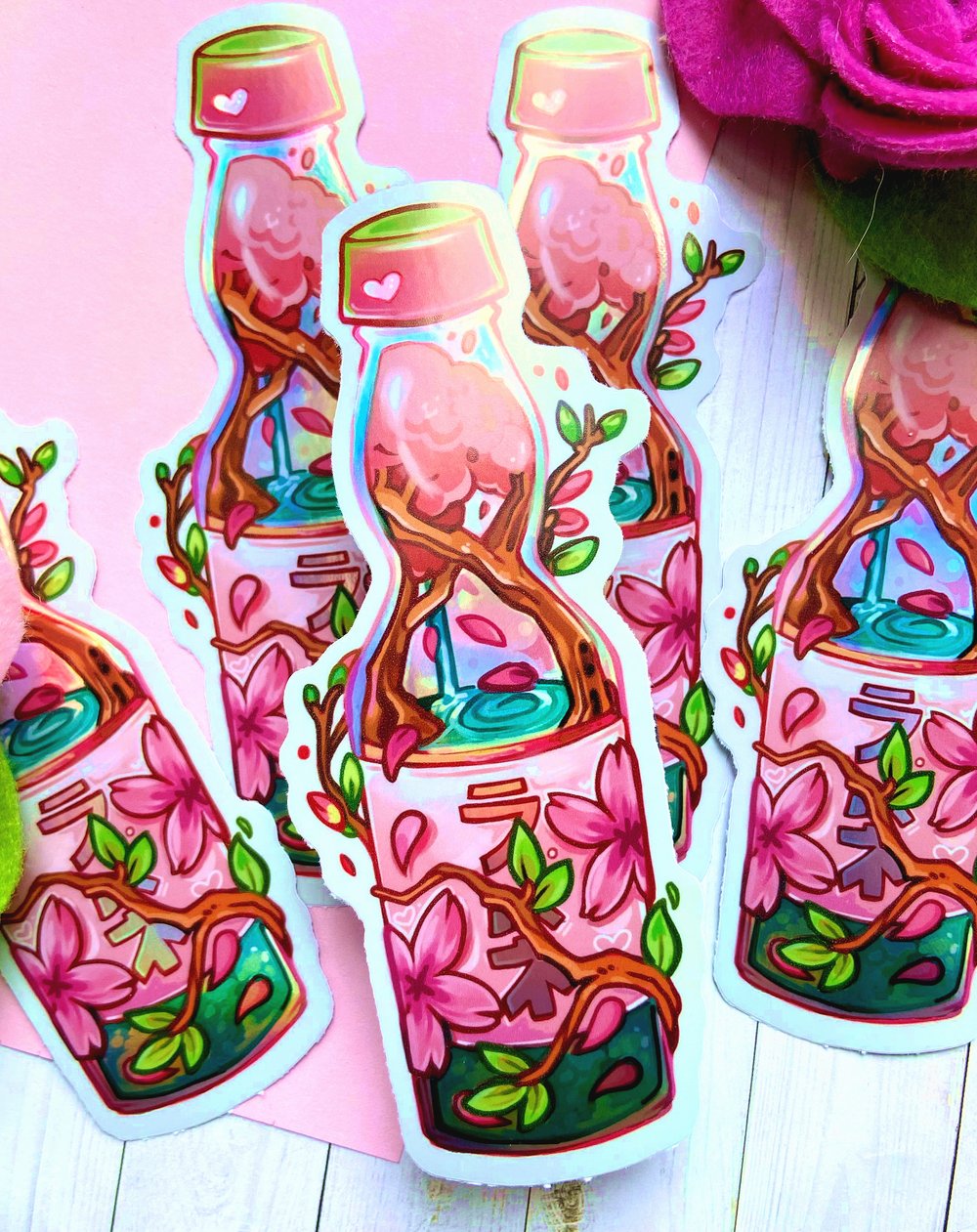 Sakura, Cherry Blossom Ramune | Holographic Sticker
