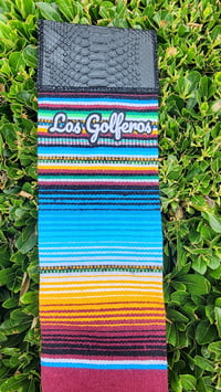 Image 3 of La Chingona - Sarape Golf Towel - Vino Tinto (Burgundy)
