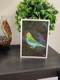 Image 1 of 5" x 7" Giclee Art Print - Multicolor Tanager Bird