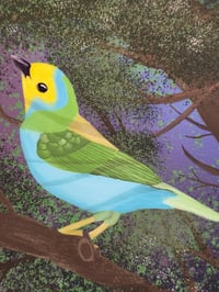 Image 4 of 5" x 7" Giclee Art Print - Multicolor Tanager Bird