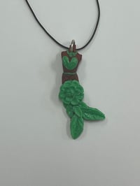 Green leaves and flowers merman pendant by Phillip Letourneau 