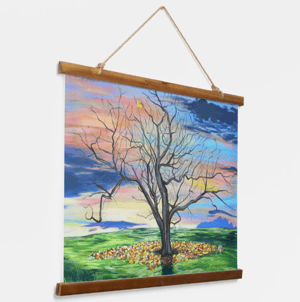 Image of Swansong Splendor Wood Topped Wall Tapestry