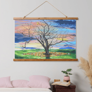 Image of Swansong Splendor Wood Topped Wall Tapestry