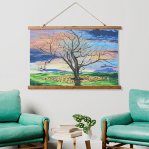 Image of Swansong Splendor Wood Topped Wall Tapestry