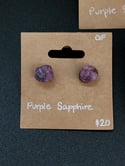Raw Purple Sapphire Studs