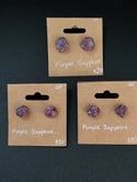 Raw Purple Sapphire Studs