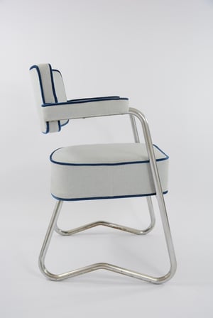 Image of Fauteuil chromé gris bleu