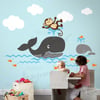 Whale theme nursery wall decal - dd1054 - Kids Vinyl Wall Sticker Decal Art