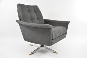 Image of Fauteuil pivotant bouclette gris anthracite