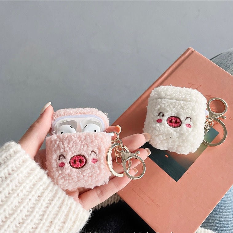 Image of Lovely Plush Pig Case for Apple Airpods 1 (2) & Pro