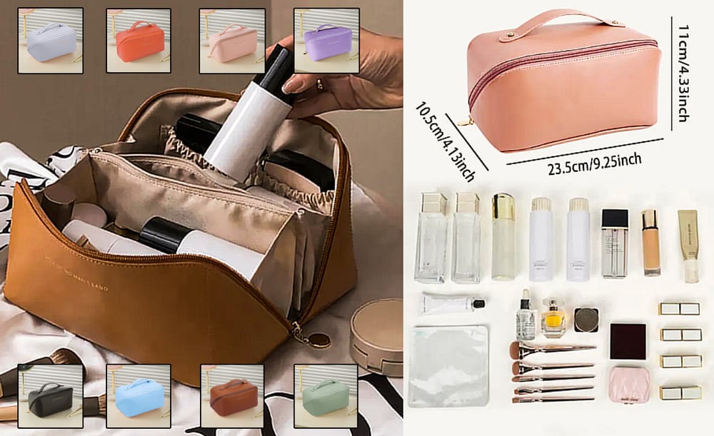 Image of Large-Capacity Waterproof Travel Cosmetic Bag for Women | Multi-functional Makeup & Toiletry Bag