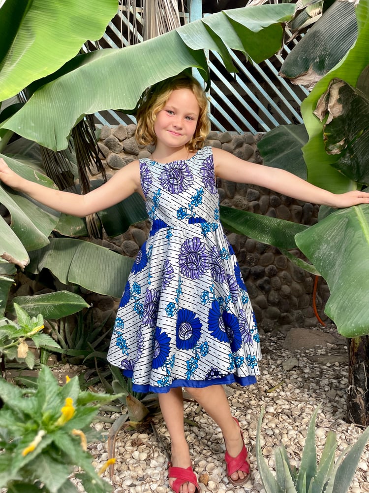 Image of Fete Dress in Blue Flowers 