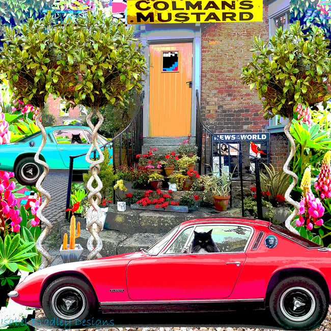 Greeting Cards Funky Buildings & Cars Set of 4 