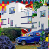 Greeting Cards Funky Buildings & Cars Set of 4 