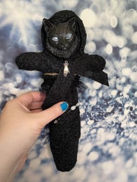 Image 3 of Lucky Black Cat Voodoo Doll With Lucky Hand Charm by Ugly Shyla