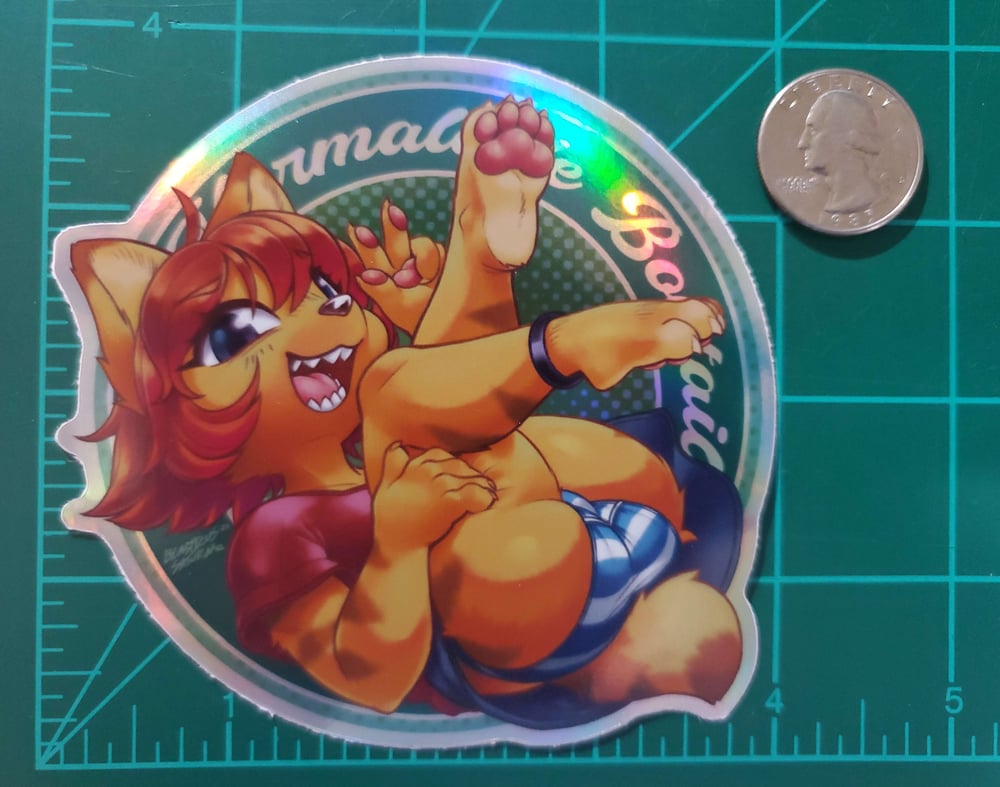 Marmalade Bobtail Cat - Iridescent Vinyl Sticker