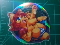 Image 3 of Marmalade Bobtail Cat - Iridescent Vinyl Sticker