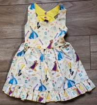 Disney Yellow Princesses with Icons Criss Cross Open Back Dress