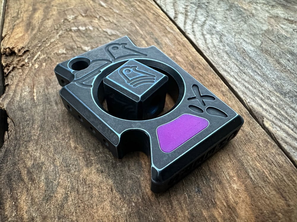 Image of *1 Per Person* Titanium OEG Keystone Collab w/low glow Purple Inlay