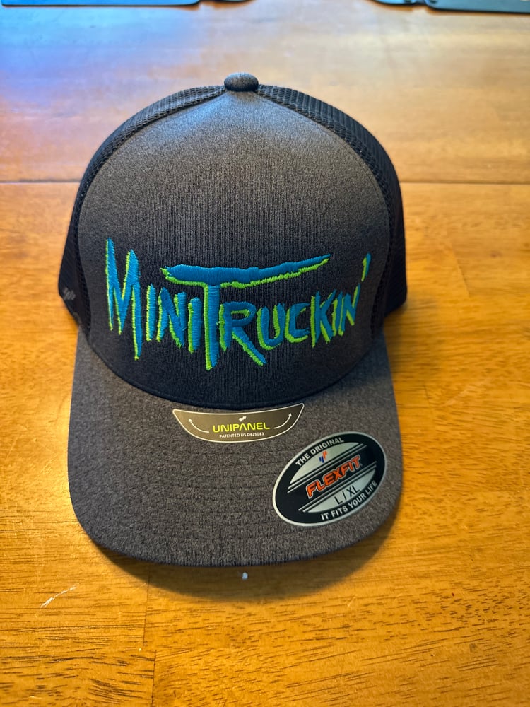 Image of Mini Truckin' (Blue/Green Logo) Hat (Curved Bill/Flex Fit) - Homage OLP Merch