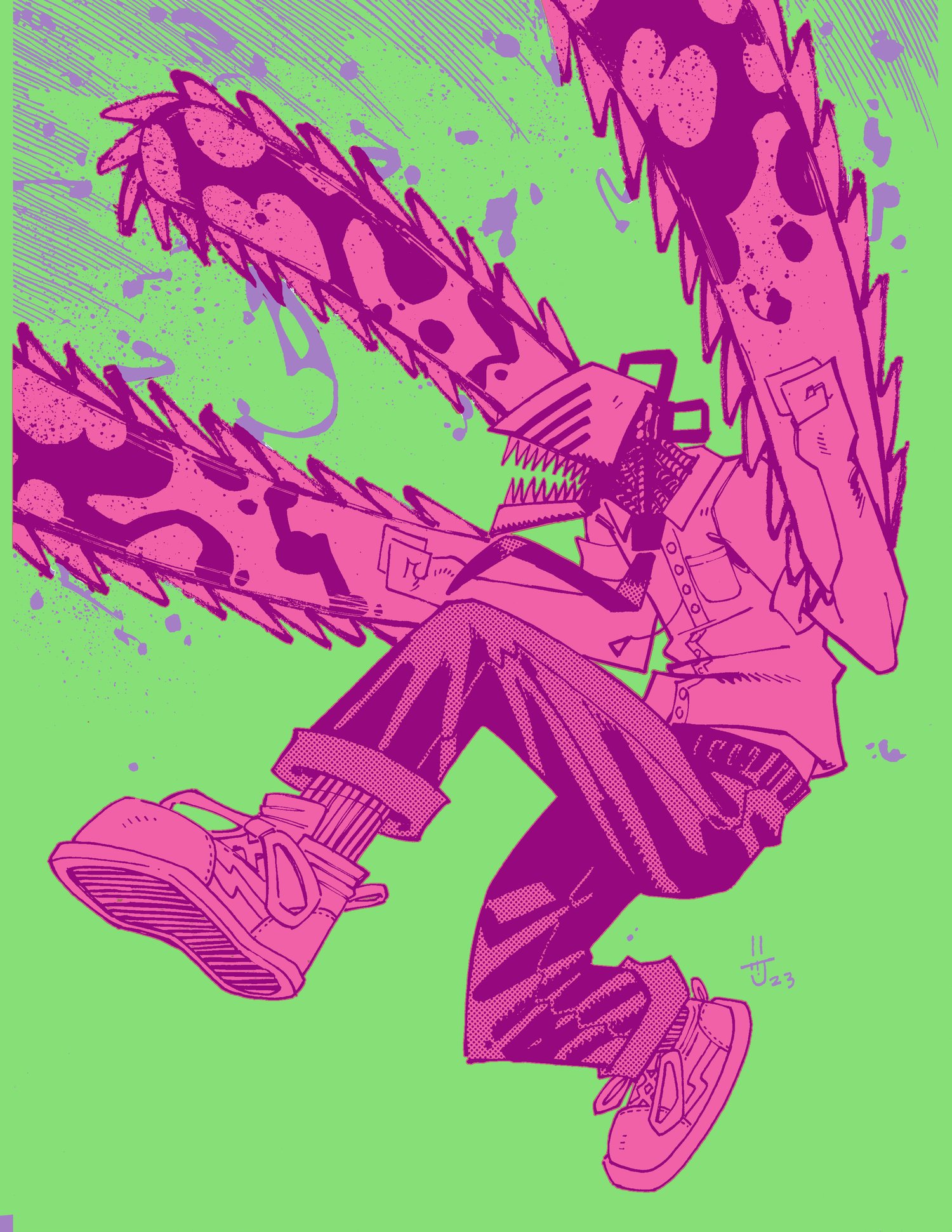 Chainsaw Man Risograph Print