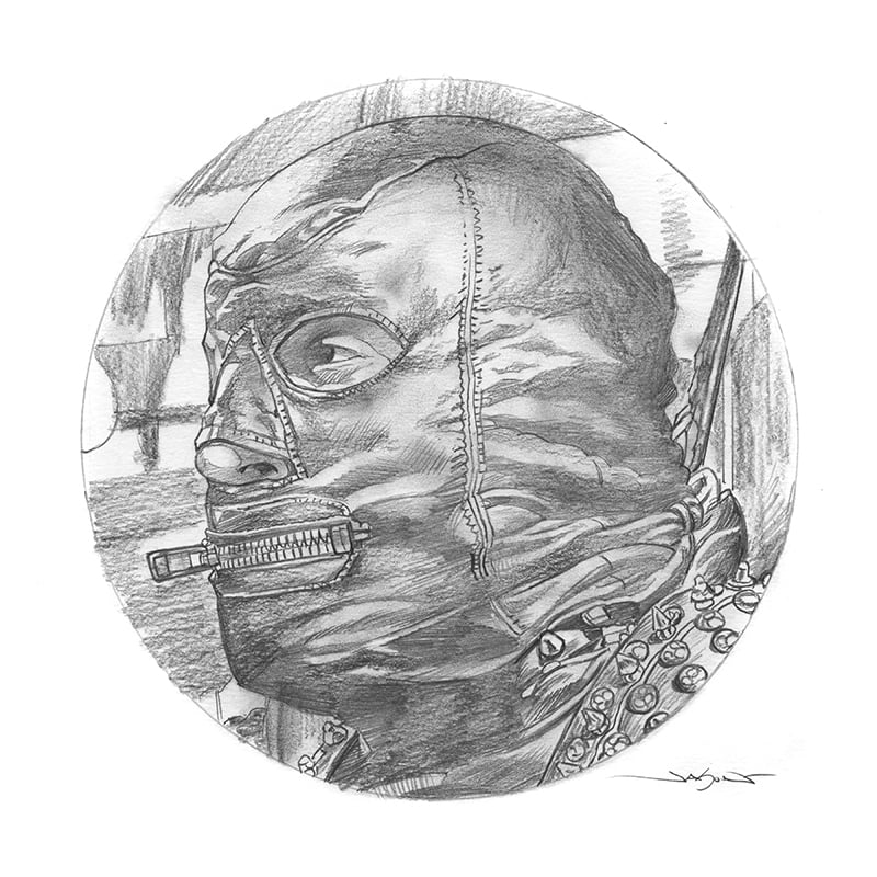 "Wake Up the Gimp" - 12" x 12" original pencil drawing