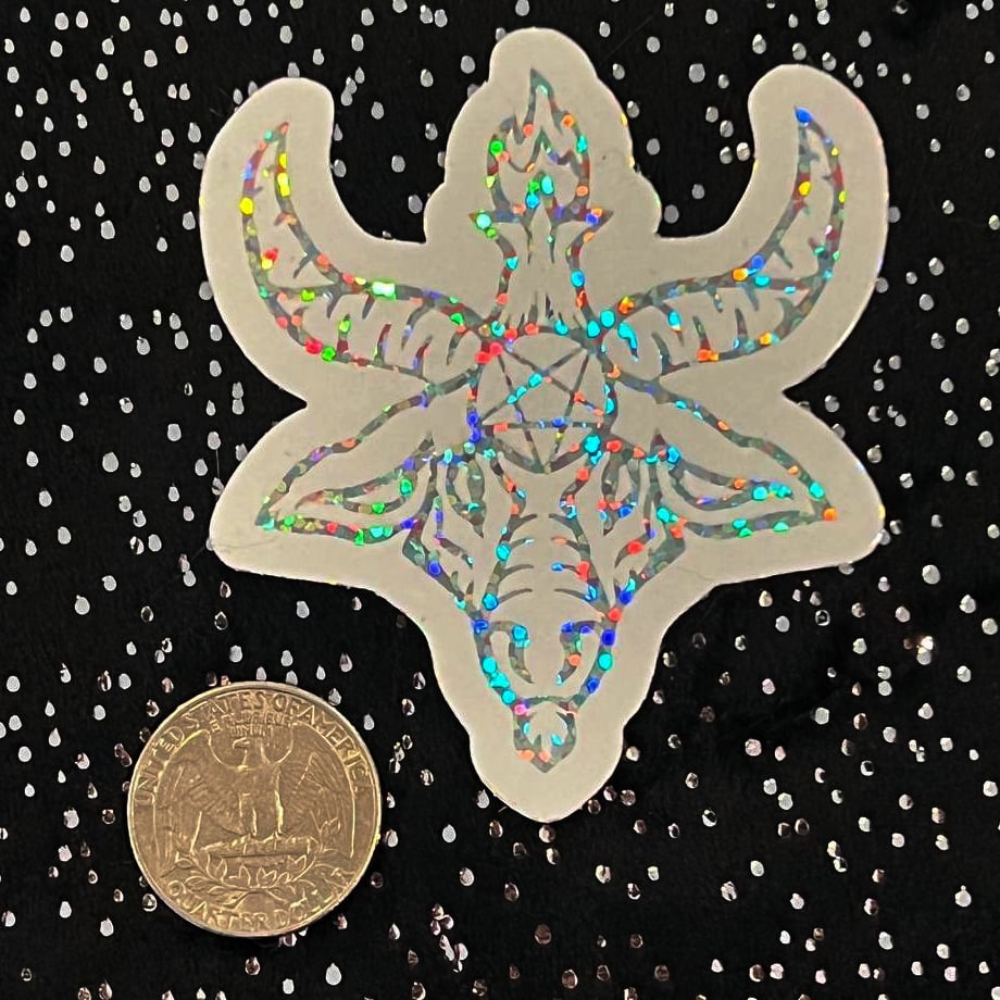 Image of Glitter Sticker: White Baphomet